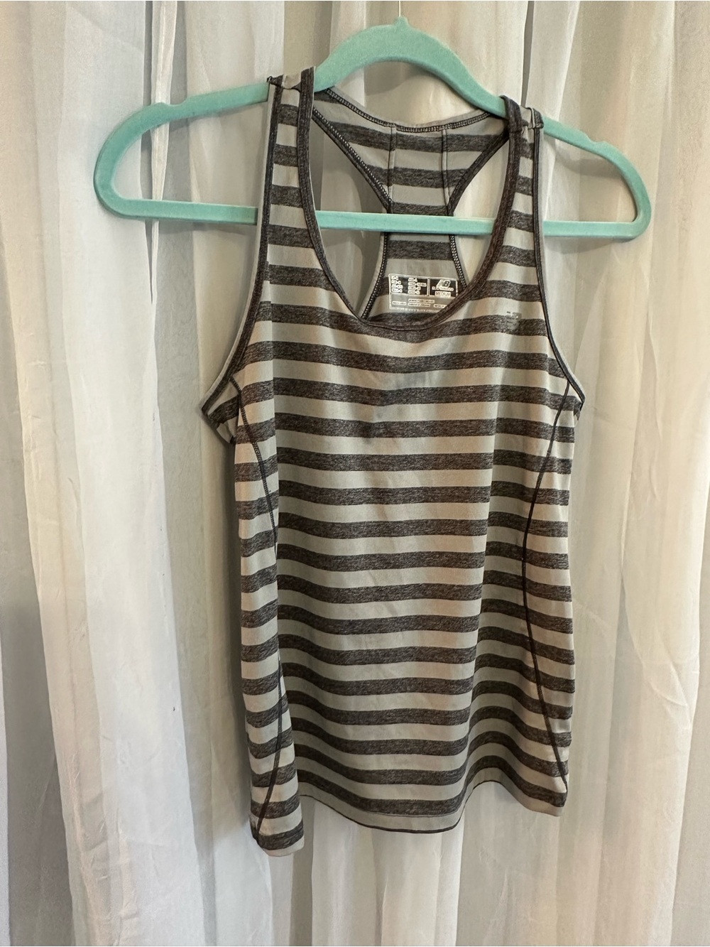 New Balance Striped Racerback Tank Top - Gray
